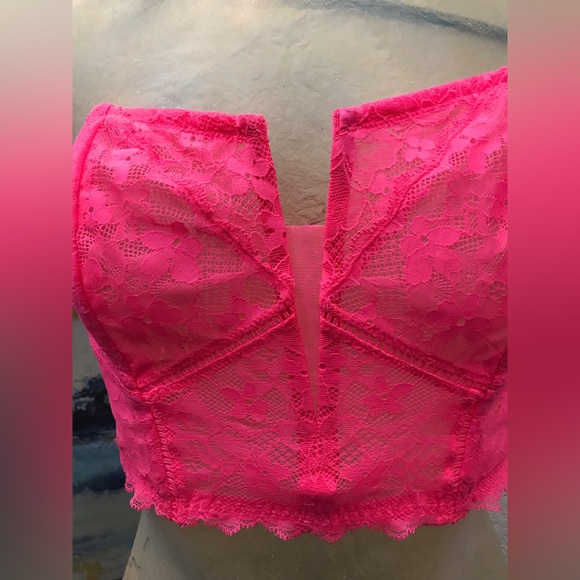 NWT Victorias Secret Dream Angels Corset Bustier Strapless Hot Pink Lace & Mesh - Picture 7 of 16